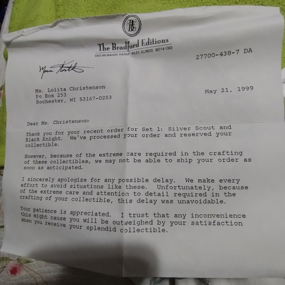 VTG 1997 Set 2 Bradford Edition Wolf Ornaments Silver Scout & Black Knight 04961 - Picture 10 of 12